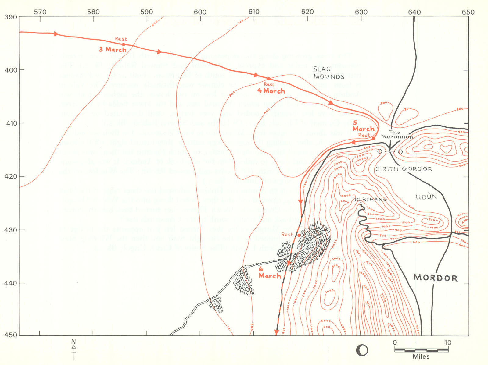 MIDDLE-EARTH The Gate of Mordor. Frodo's route. TOLKIEN/STRACHEY 1981 old map
